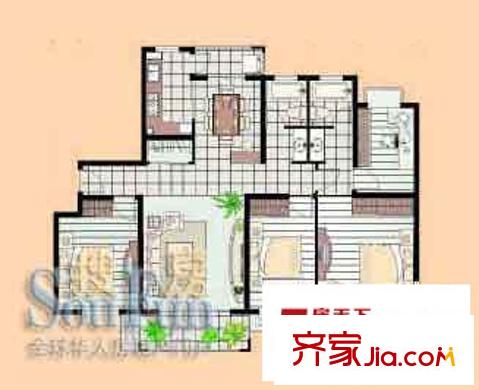證大家園五期戶型圖G戶型 4室2廳2衛(wèi)