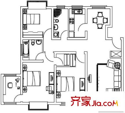 證大家園五期戶型圖戶型圖 4室2廳2衛(wèi)1廚