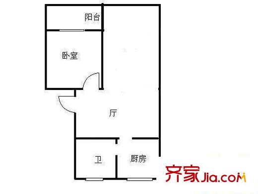 新时代富嘉花园 1室 户型图