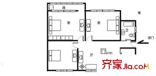 芳草路352弄小區(qū)戶型圖上海 芳草路352弄 戶型圖 3室1廳1衛(wèi)1廚