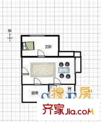 鑫唐佳苑戶型圖戶型圖 1室1廳1衛(wèi)1廚