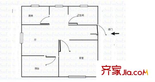 鑫唐佳苑戶型圖戶型圖 1室1廳1衛(wèi)1廚