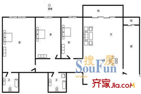 光启公寓3室2厅2卫1厨
