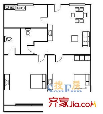光启公寓2室2厅1卫1厨