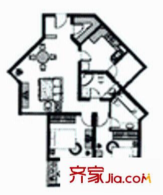 春申城四季苑户型图2室1厅1卫1厨