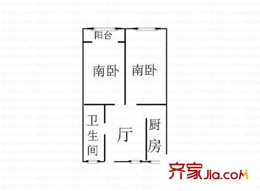 凌云新村 2室 户型图