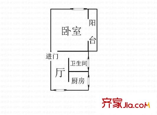 凌云新村1室 户型图