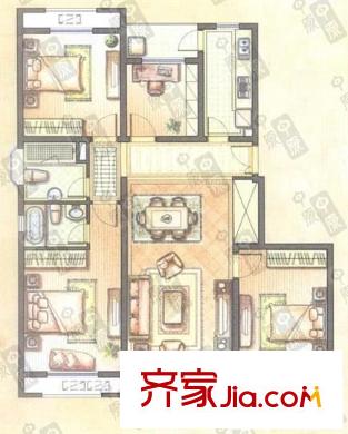 马桥西街小区户型图户型图 3室1厅1卫1厨
