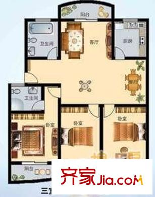 马桥西街小区户型图户型图 3室2厅2卫1厨