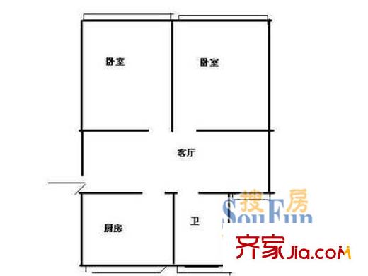 海桐小區(qū)戶型圖上海 海桐路68弄2室 戶型圖 2室1廳1衛(wèi)1廚