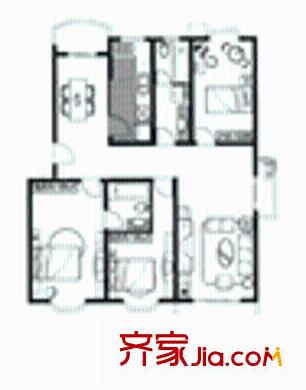 錦翠苑戶型圖3室2廳2衛(wèi)1廚