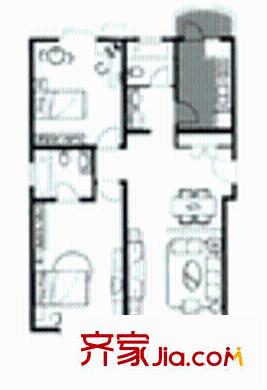 錦翠苑戶型圖2室2廳2衛(wèi)1廚