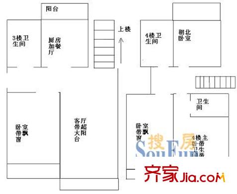 上海 錦翠苑 3室戶型圖