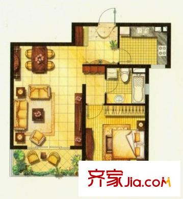 古桐公寓戶型圖戶型圖 1室1廳1衛(wèi)1廚