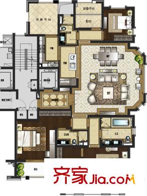 森蘭名佳戶型圖B2戶型 3室2廳3衛(wèi)1廚