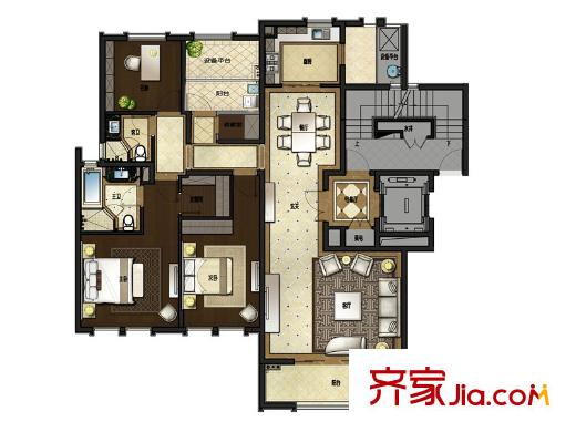 森蘭名佳戶型圖C1戶型 3室2廳2衛(wèi)1廚
