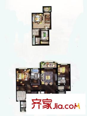 金地藝華年戶(hù)型圖F2‘戶(hù)型圖 3室2廳2衛(wèi)1廚