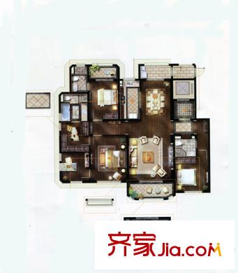金地藝華年戶(hù)型圖F3戶(hù)型圖 4室2廳3衛(wèi)1廚