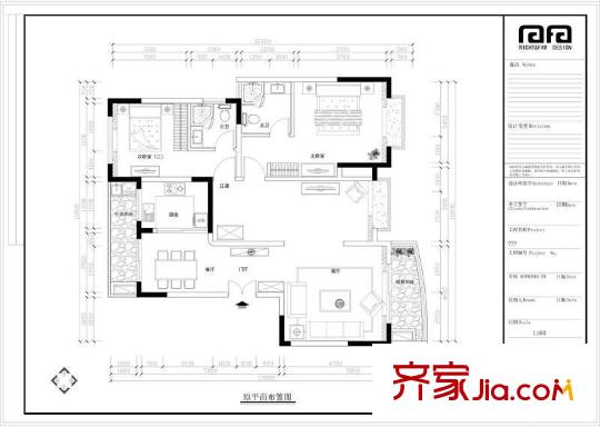 仁恒河濱城三期 3室 戶(hù)型圖