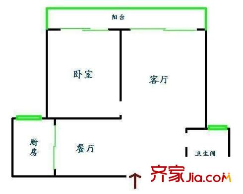 龙柏四季花园户型图户型图 1室2厅1卫1厨