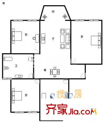 上海 森林灣二期3室 戶型圖