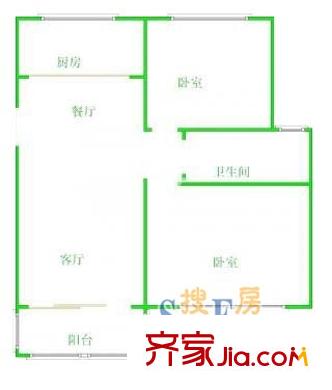 上海 森林灣二期2室 戶型圖