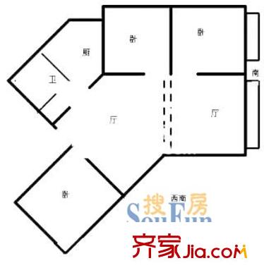 上海 森林灣二期3室 戶型圖