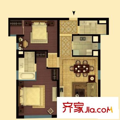 香梅花園五期戶型圖戶型C1 2室2廳2衛(wèi)