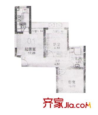 和源名城户型图户型图 2室1厅1卫1厨