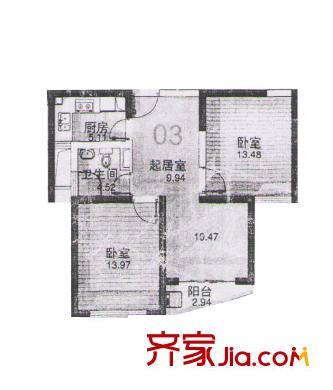 和源名城户型图户型图 2室1厅1卫1厨