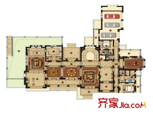 上海・绿城玫瑰园A户型1F 5室2厅2卫1厨