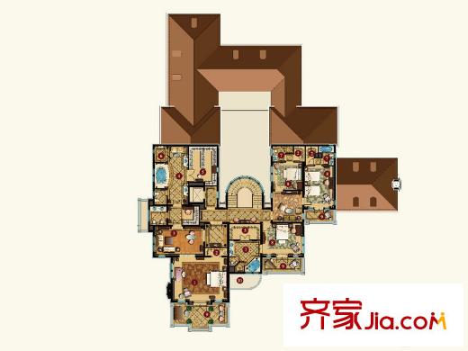 上海・绿城玫瑰园219号户型图二层 7室4厅7卫3厨