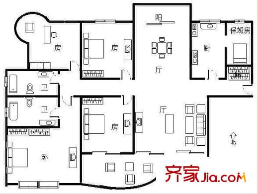 创世纪花园 4室 户型图
