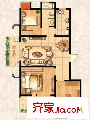 象屿都城户型图三期A3 3室2厅1卫