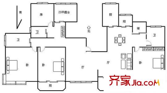 象屿都城户型图户型图 4室2厅3卫1厨