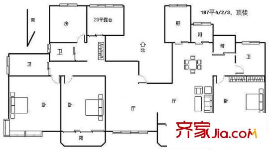 象屿都城户型图户型图 4室2厅3卫1厨