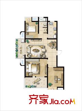 象屿都城户型图三期A1户型图 3室2厅1卫
