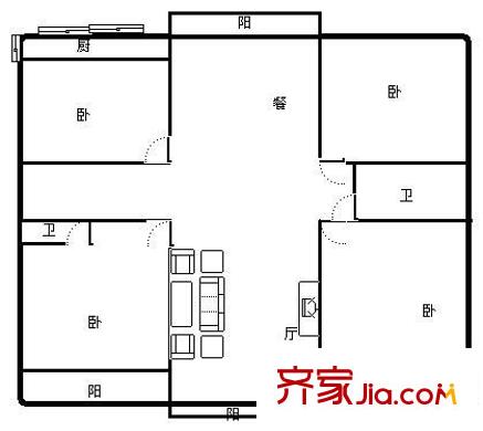 旭輝雅苑 4室 戶型圖