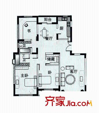 康健星辰户型图户型图 3室2厅2卫1厨