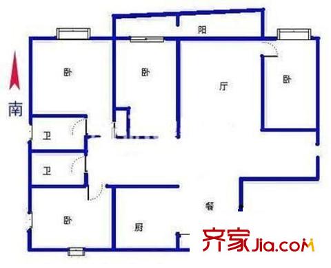 康健星辰户型图户型图 4室2厅2卫1厨