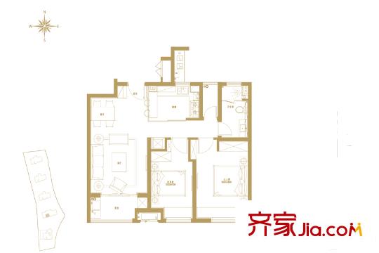 萬科海上傳奇86平方米戶型 2室2廳1衛(wèi)1廚
