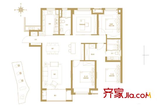 萬科海上傳奇158平方米戶型圖 4室2廳2衛(wèi)1廚