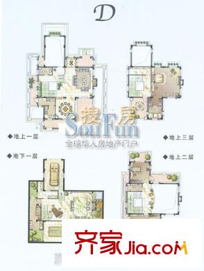 白金瀚宮戶型圖D型房 3室4廳4衛(wèi)1廚