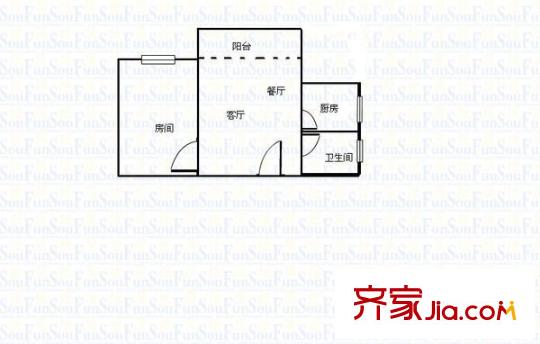 新梅公寓 1室 户型图