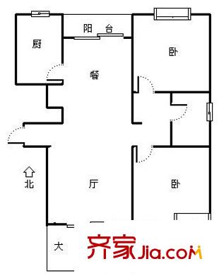 金铭福邸户型图户型图 2室2厅1卫1厨