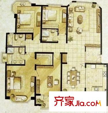 金铭福邸户型图户型图 4室2厅2卫1厨