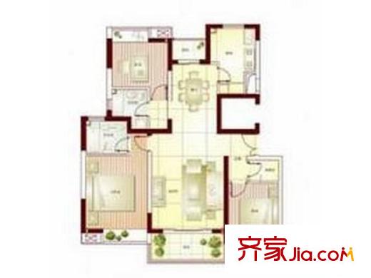 金铭福邸户型图户型图 3室2厅2卫1厨