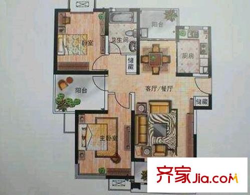 海德名园 2室 户型图