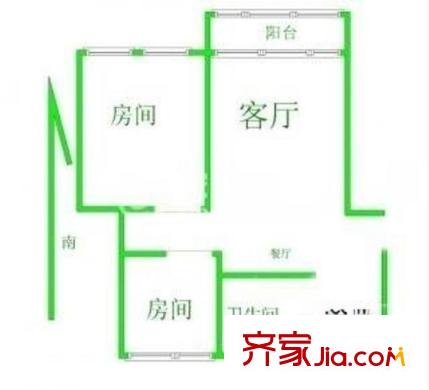 都林嘉苑南園戶型圖二房二廳一衛(wèi)89平 2室2廳1衛(wèi)1廚
