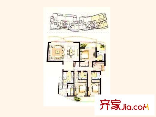 金诚花园D户型图 2室2厅2卫1厨